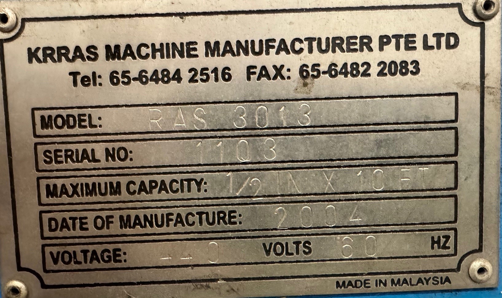 2004 Krras RAS 3013 1/2" X 10 Cisaille