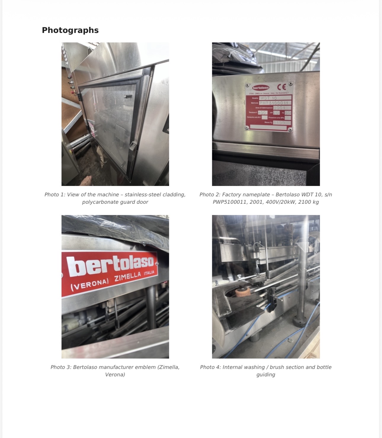 Laveuse-sécheuse de bouteilles Bertolaso WDT10