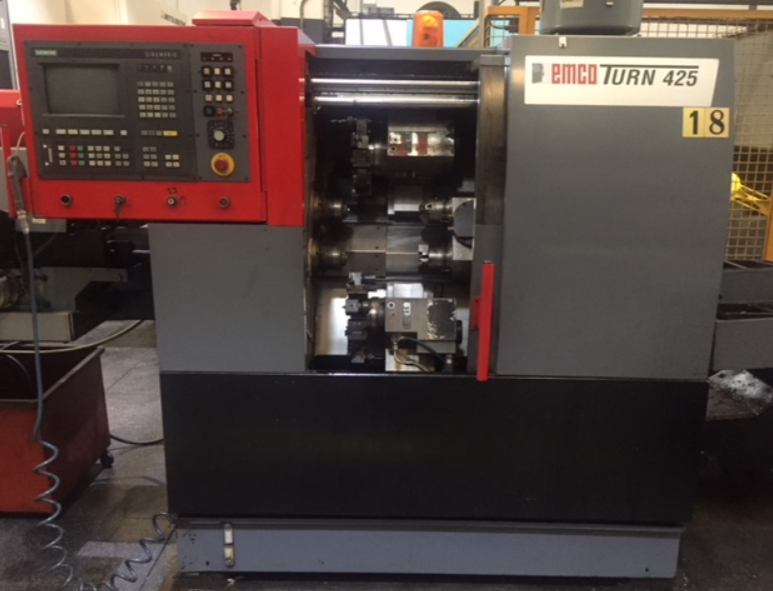 Tour CNC avec ravitailleur de barres EMCO ET 425 TCM d'occasion